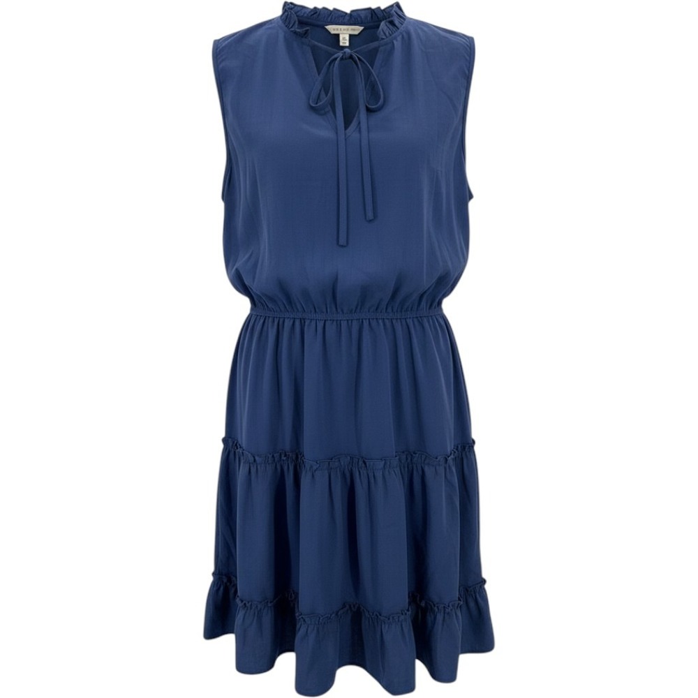 Cupshe Womens Blue Tiered Ruffle Mini Dress Sleeveless Tie Neck L CAA05A3C098UT